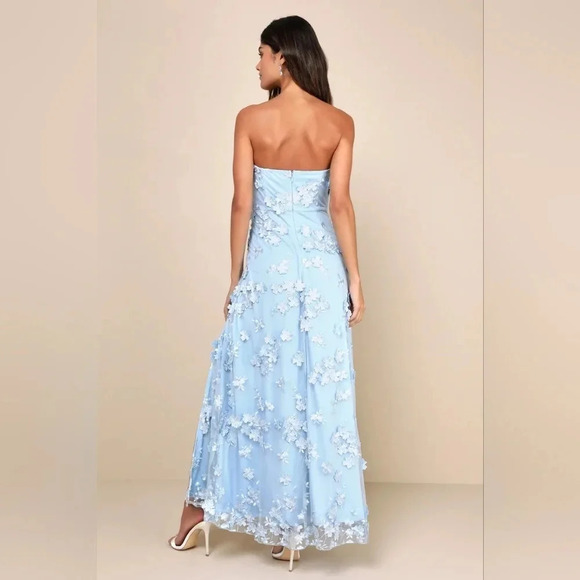 Lulus Rare Presence Powder Blue 3D Floral Embroidered Maxi Dress Wedding Party - Picture 5 of 10